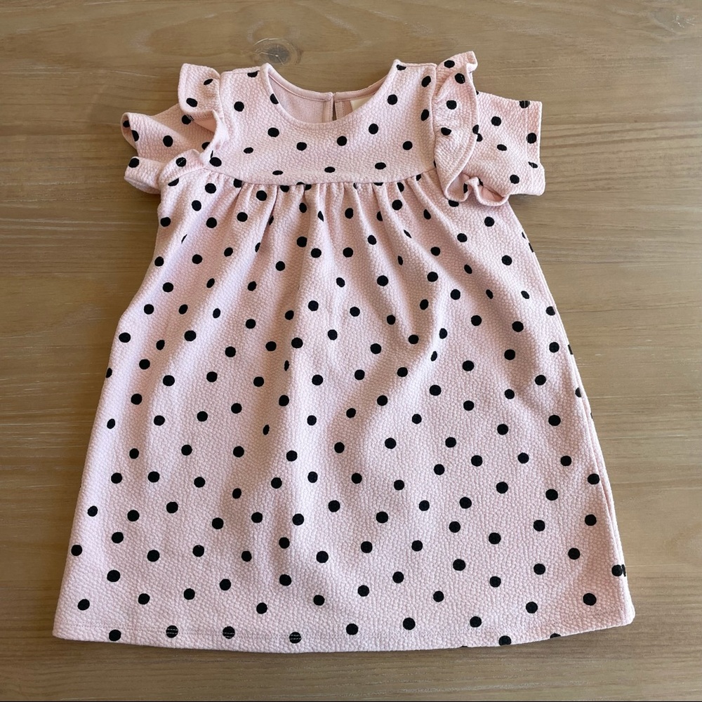H&M toddler girls black and pink polka dot dress size with ruffles  2-3 years